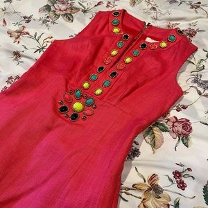 Kate Spade coral resort 1960s style cute summer dress sz 00 with beading
